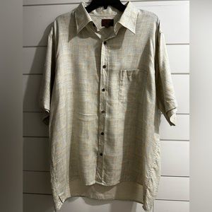 Born Mens Silk Shirt Button Up Short Sleeve Size Xl